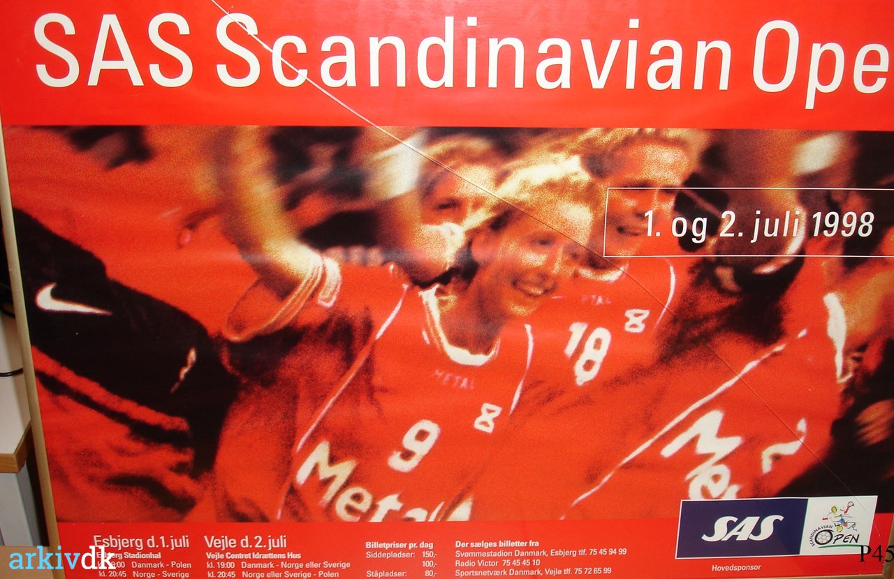 elite Sprog hjort arkiv.dk | Plakat. Håndboldlandsholdet for kvinder. SAS Scandinavian Open.  År 1998