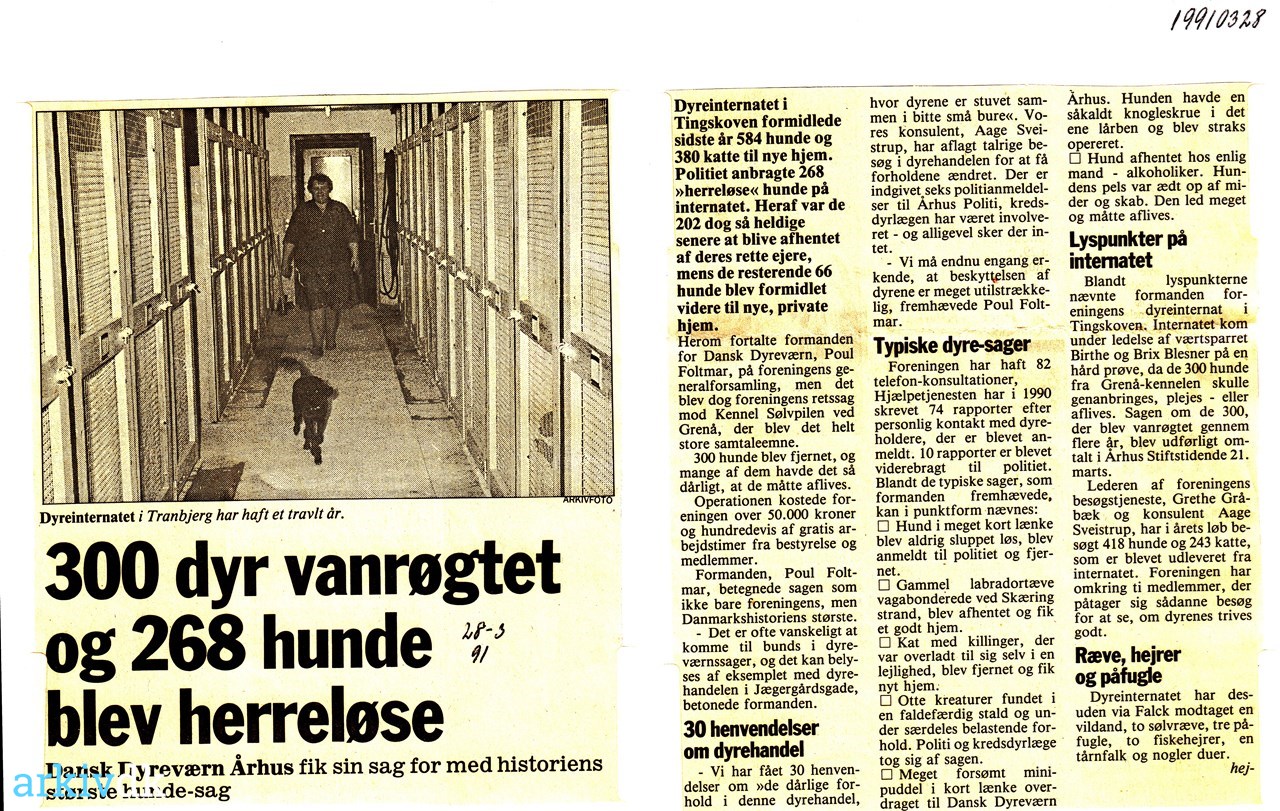 arkiv.dk | 300 dyr vanrøgtet og 268 hunde blev herreløse. Dansk Dyreværn Århus fik sin sag for med største hunde-sag.