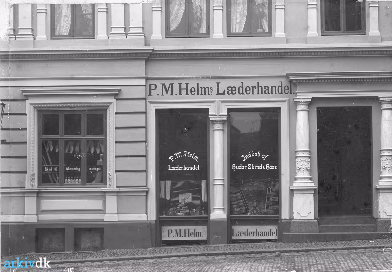 arkiv.dk P. M. Helm Læderhandel. Nørregade 31, Holstebro.