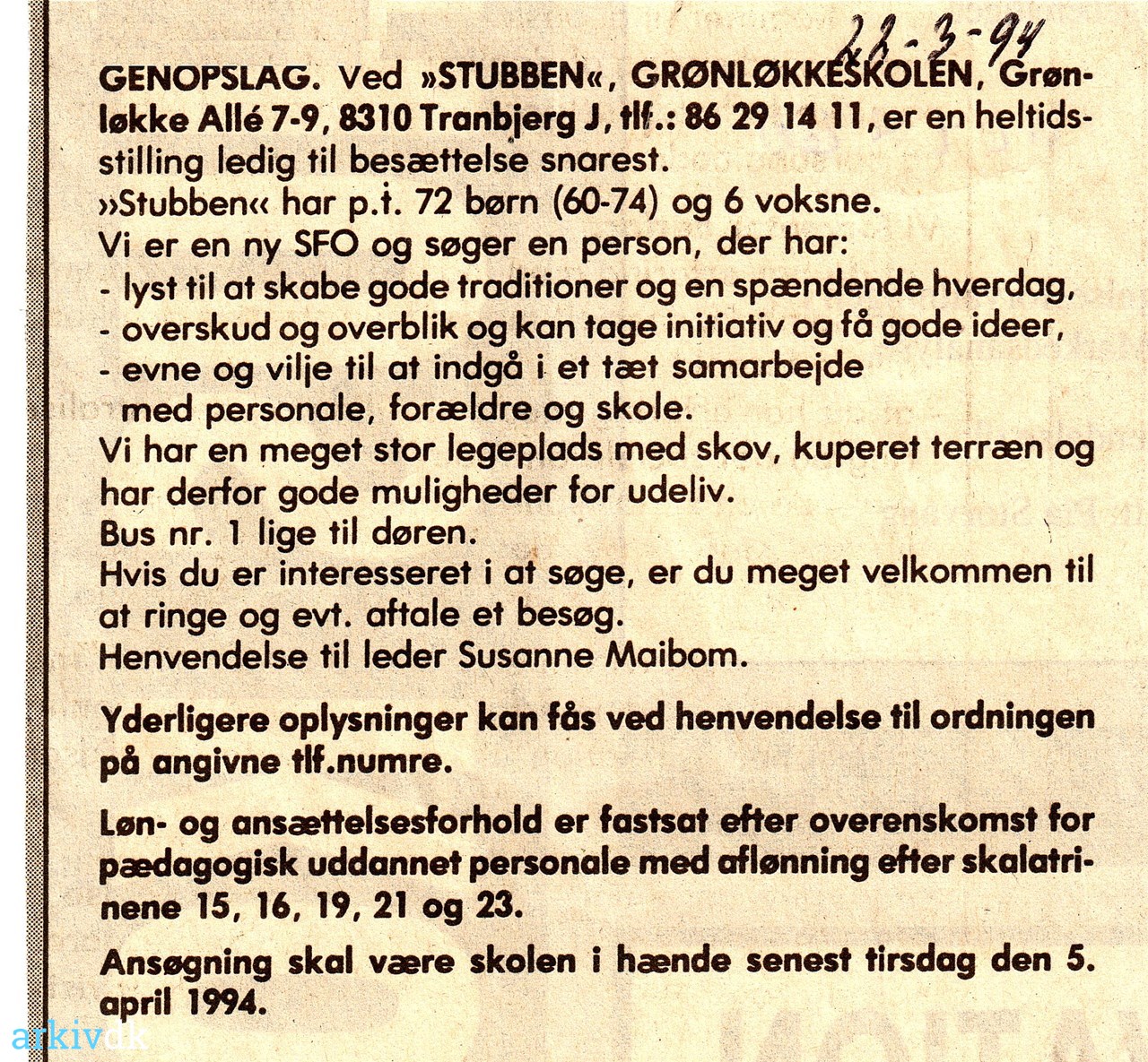 arkiv.dk | Genopslag: Ved »STUBBEN«, 1994.