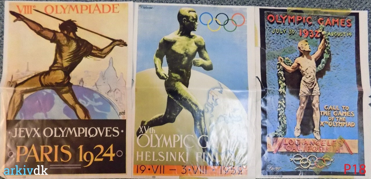 arkiv.dk | Olympiske Plakater. OL Paris 1924, OL Los Angeles 1932 Helsinki 1952