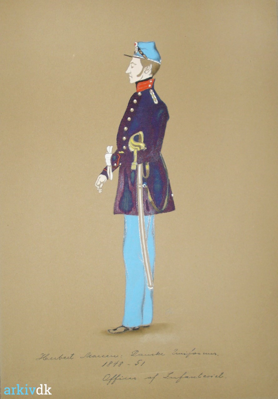 Tempel Lederen haj arkiv.dk | Dansk uniform, officer, 1848-1850